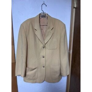 J.Crew Wool Cashmere Blend Blazer Butter Yellow 3-Button Patch Pocket Jacket L